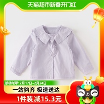 Davibella Girl Shirt 2024 Spring Dress New Children Academy Wind Pure Cotton Lining Big Boy Clothing