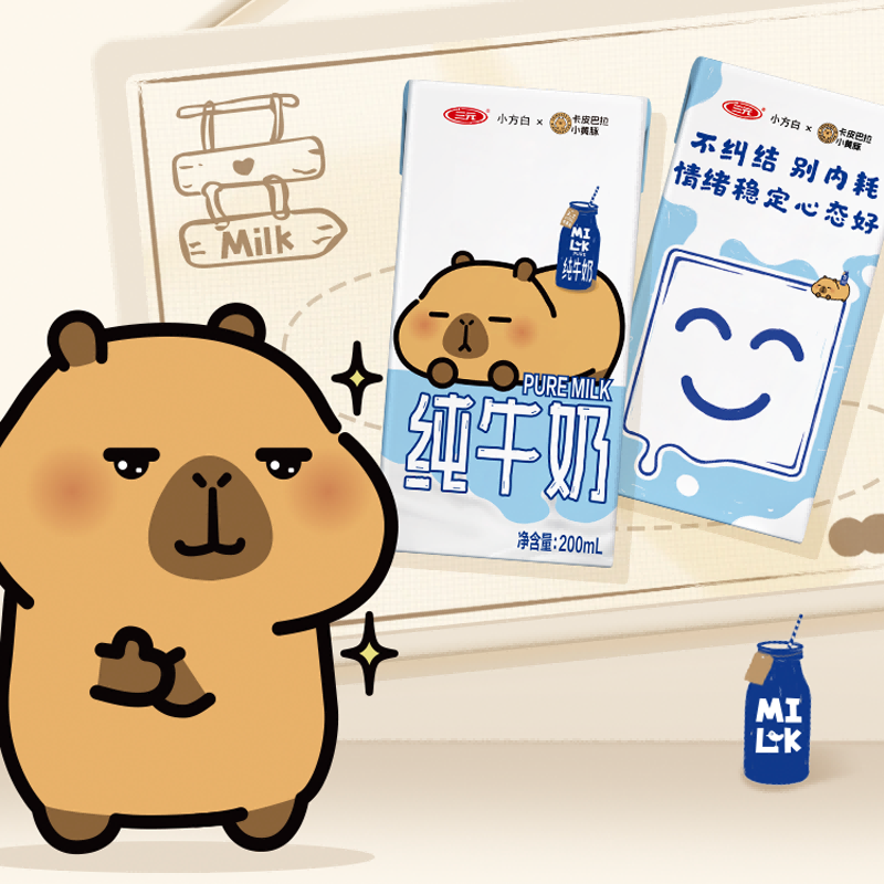 三元纯牛奶小方白200ml*24盒*2箱