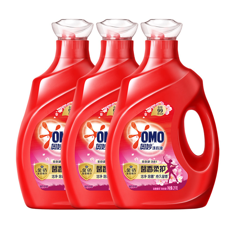 奥妙全自动3合1去渍洁净除菌持久留香自然清新樱花洗衣液2kg*3瓶,淘宝优惠券,粉丝福利购,淘宝优惠卷
