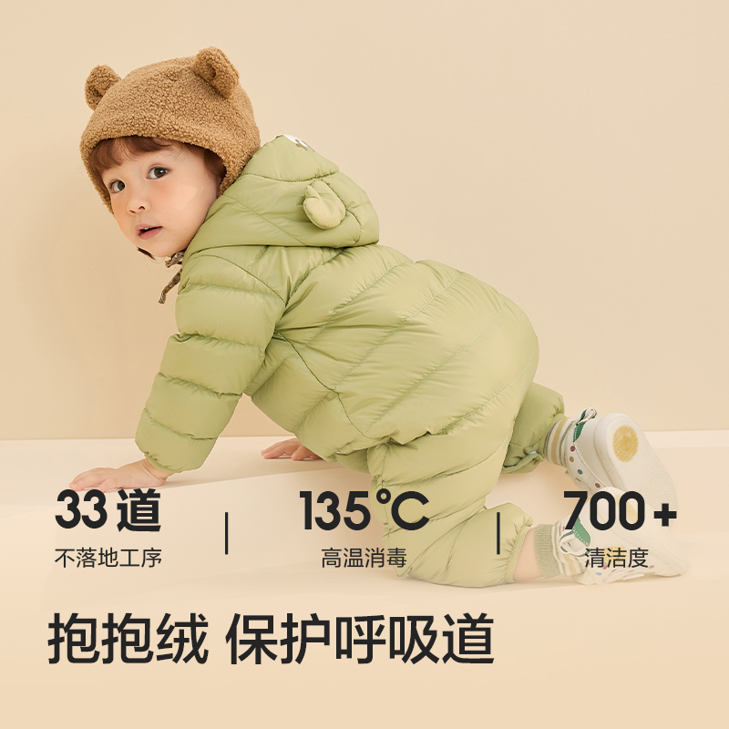 巴拉巴拉童装婴儿羽绒服宝宝外出连体衣新生儿哈衣爬服儿童冬装萌