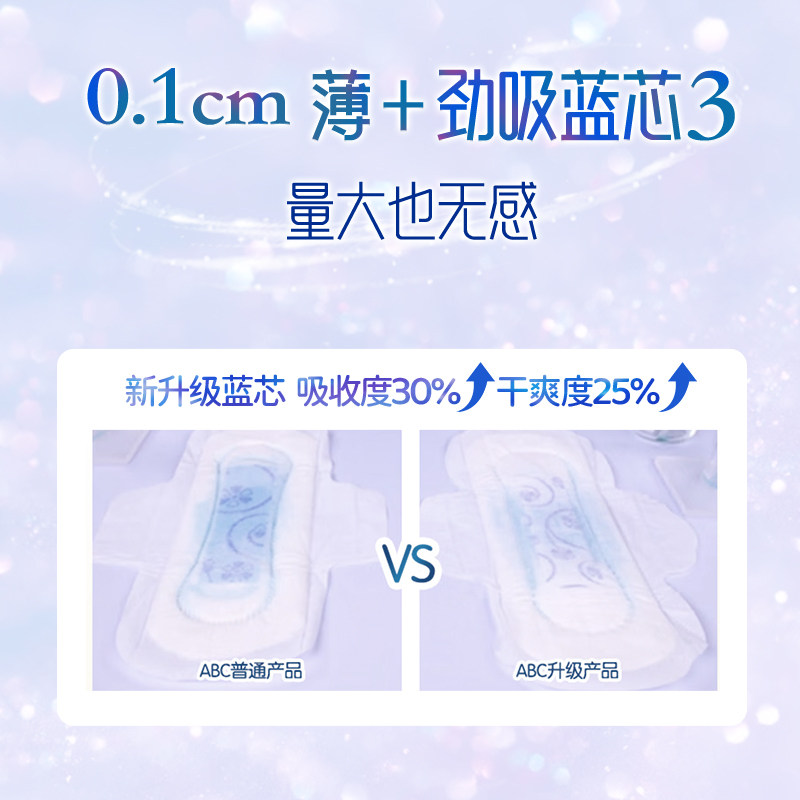 ABC卫生巾姨妈巾轻透薄0.1日用240组合透气干爽24片【正品】,淘宝优惠券,粉丝福利购,淘宝优惠卷
