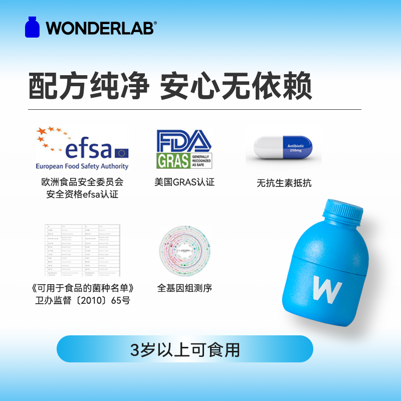 【现货】万益蓝WonderLab浅蓝B420益生菌体重管理双歧杠菌30瓶