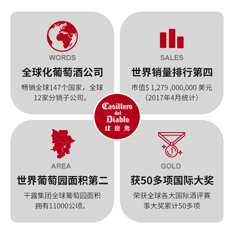 红魔鬼尊龙系列梅洛干红葡萄酒750ml智利原瓶进口红酒 露营婚礼