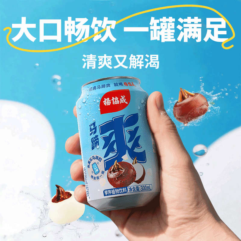 yeos杨协成风味果汁马蹄爽300ml*6罐荸荠果粒饮料甘蔗汁网红饮品