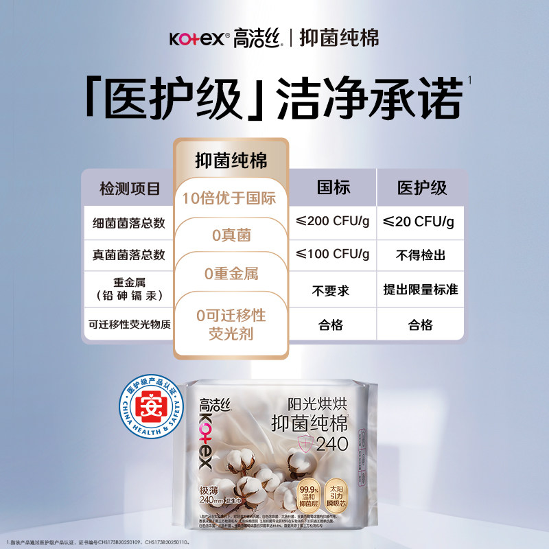 【任选4件5折】高洁丝蔓越莓纯棉卫生巾夜安裤姨妈巾【正品】