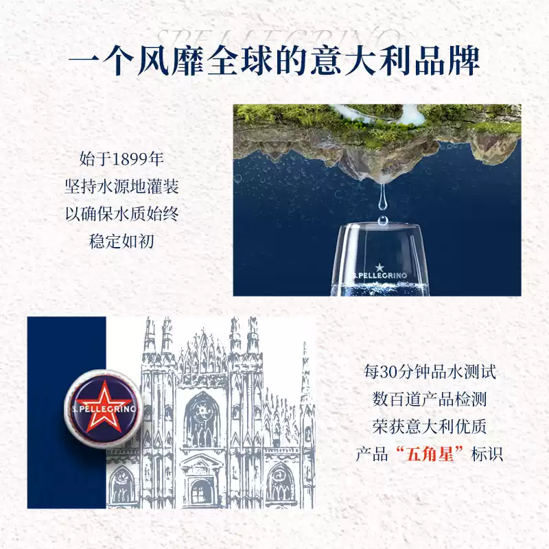 意大利进口S.Pellegrino圣培露充气矿泉水气泡水250ml*24玻璃瓶