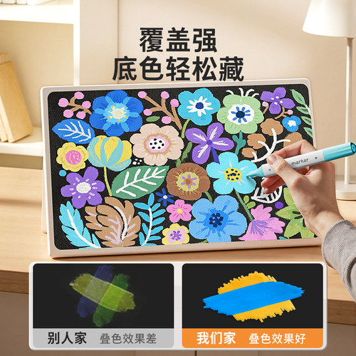 恩米双头丙烯马克笔软头丙烯笔幼儿园专用儿童小学生专用彩色笔 - 图0