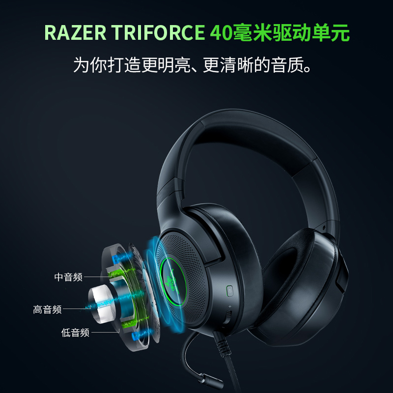 Razer雷蛇北海巨妖V3 X头戴式耳机7.1声道电竞游戏RGB灯光USB耳麦-图0