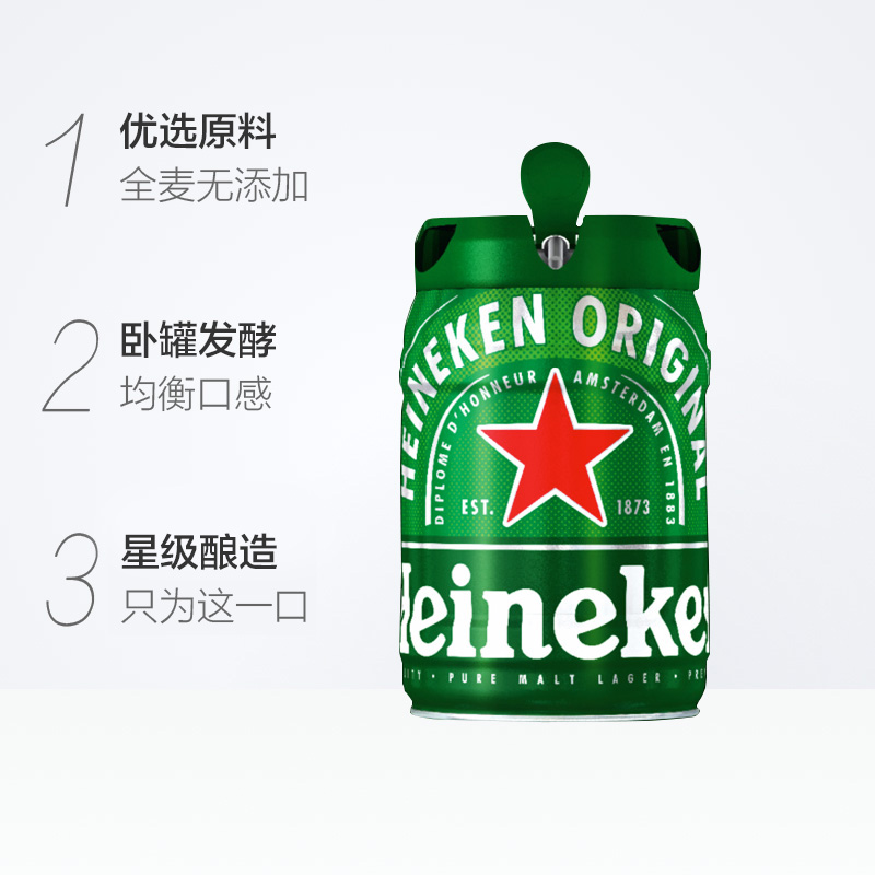 【喜力官方出品】Heineken/喜力啤酒荷兰原装进口 铁金刚5L桶装 - 图1