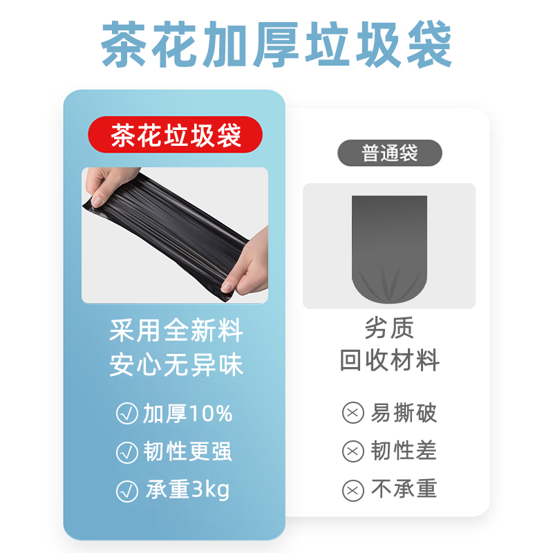 茶花大卷垃圾袋平口加厚1.6丝点断式没味厨房清洁袋120只45*50cm - 图1