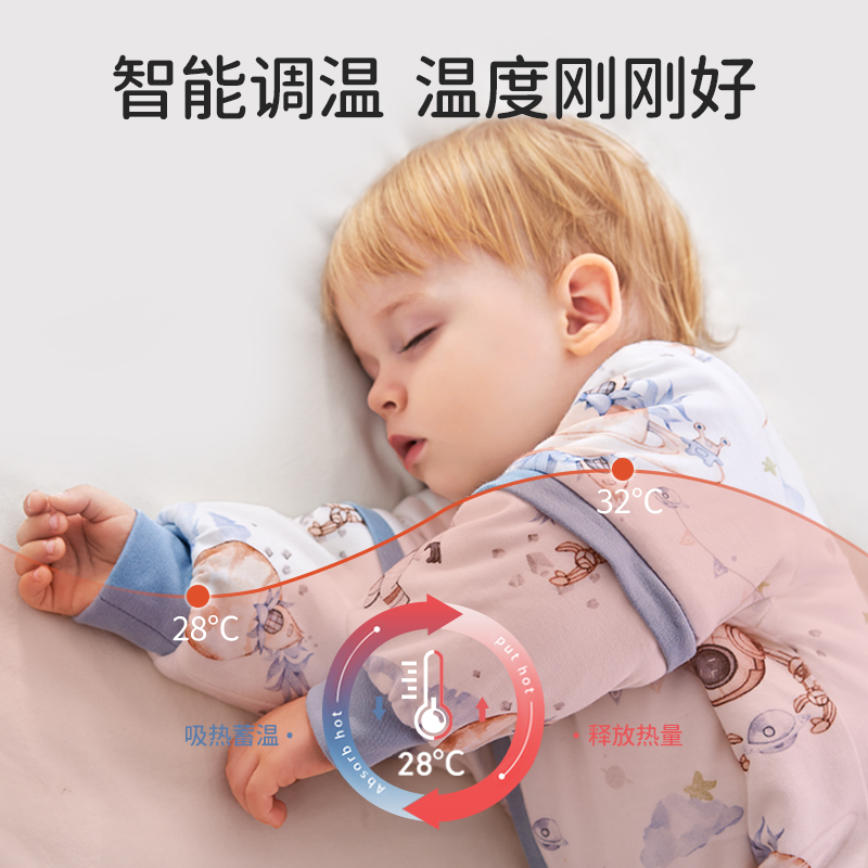 欧孕婴儿睡袋秋冬款宝宝纯棉恒温分腿防踢被加厚夹棉儿童四季通用