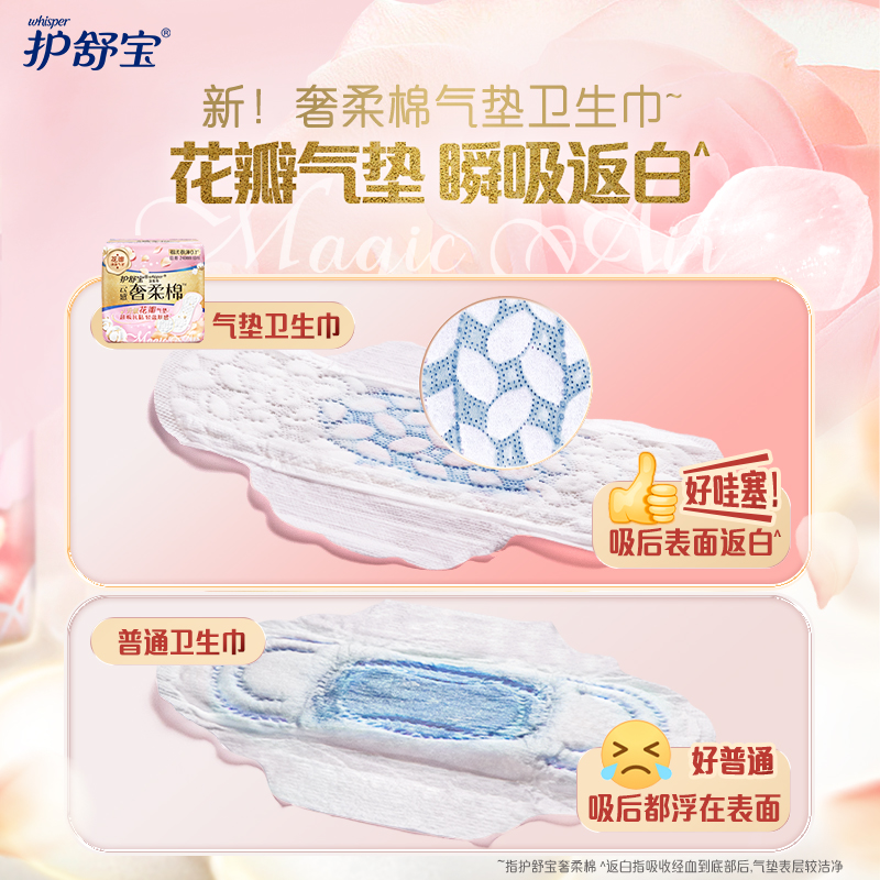 护舒宝奢柔棉气垫卫生巾日用240mm 超薄透气干爽淡香姨妈巾 - 图1