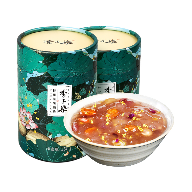 李子柒桂花坚果藕粉莲藕羹莲藕粉营养早餐冲泡代餐食品350g×2罐 - 图0