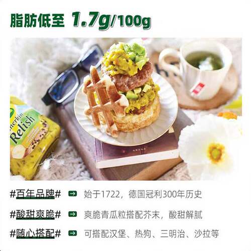 冠利芥末青瓜蓉汉堡酱德国进口低脂含细碎黄瓜粒三明治西餐调料 - 图2