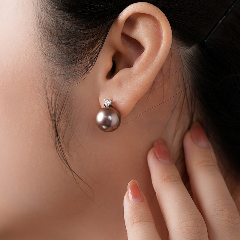 Dara/戴拉925银戴妃款淡水紫珠珍珠耳钉耳饰11-12mm正圆大气款,淘宝优惠券,粉丝福利购,淘宝优惠卷