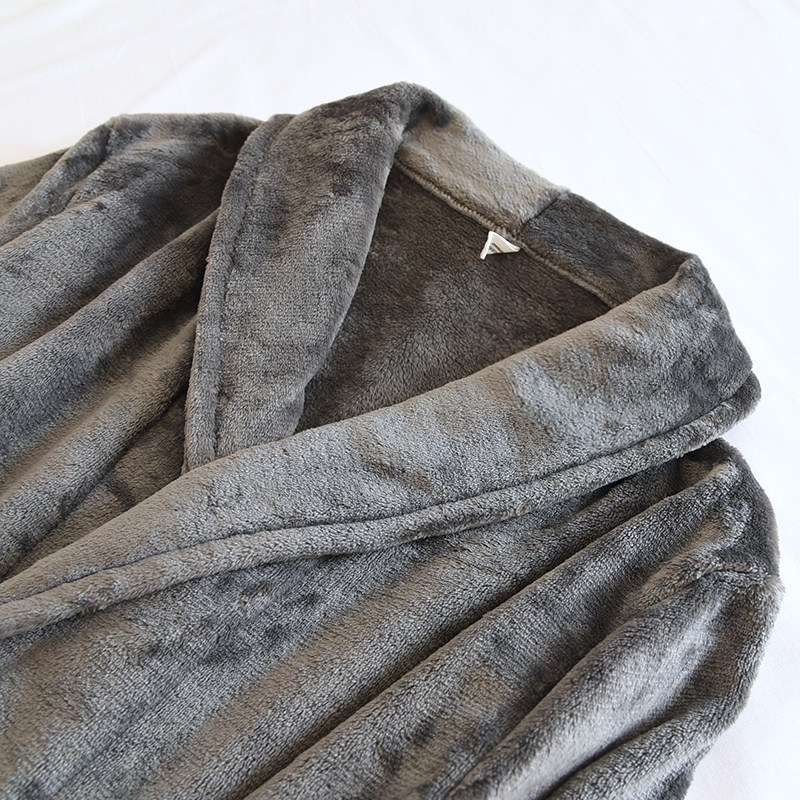 秋冬季法兰绒保暖男士睡袍简约纯色珊瑚绒家居袍加厚青年男孩浴袍,淘宝优惠券,粉丝福利购,淘宝优惠卷