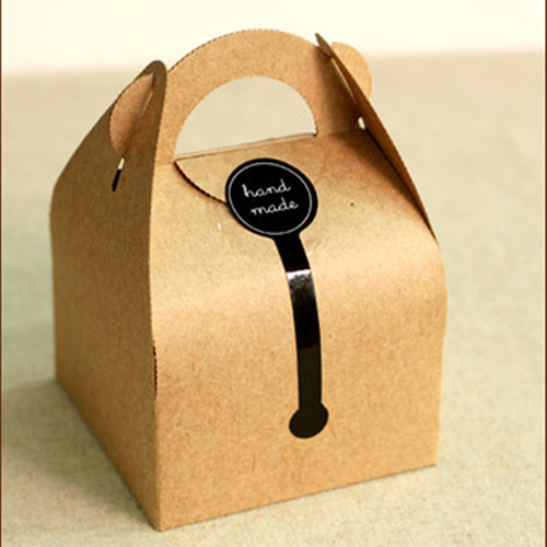 黑色handmade长条布丁瓶饼干蛋糕盒子烘焙包装饰封口贴纸250枚