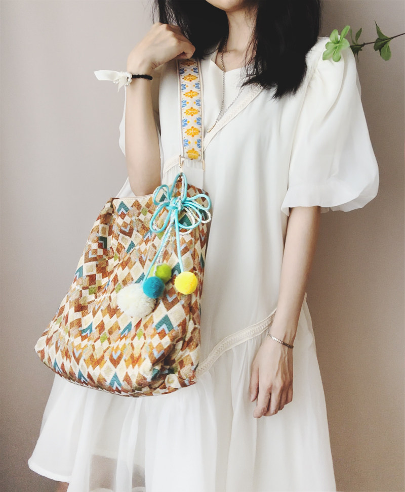 清新国风小众文艺日韩少女休闲帆布斜挎包单肩包托特包大容量旅行,淘宝优惠券,粉丝福利购,淘宝优惠卷