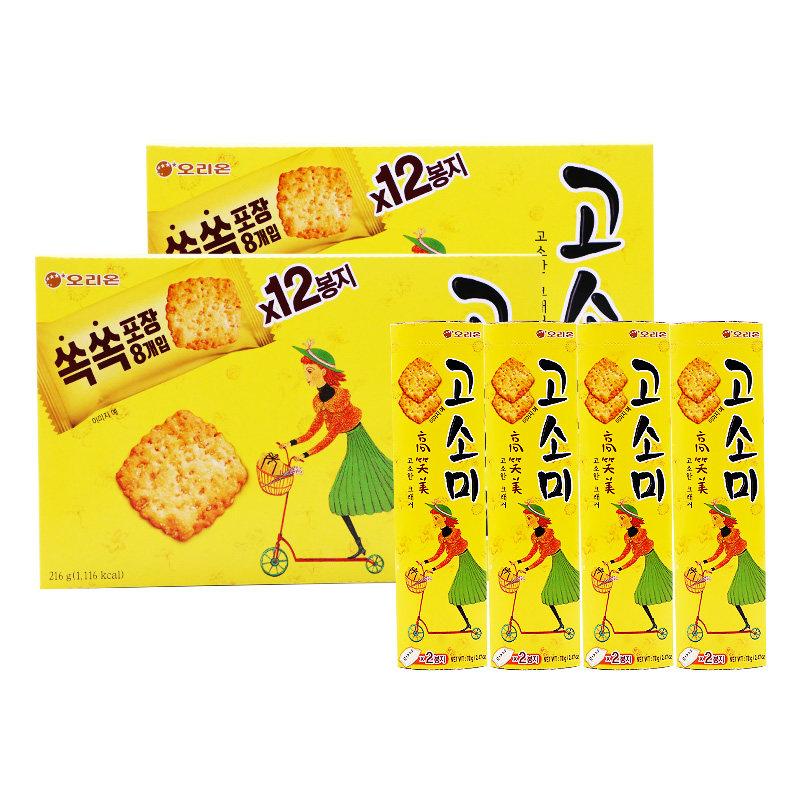 韩国进口食品好丽友高笑美芝麻薄脆饼干办公室解馋零嘴甜咸味零食_虎窝淘