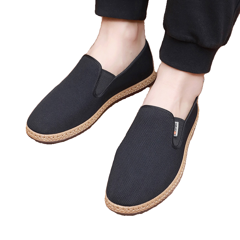 老北京布鞋男款艾草透气防臭单鞋防滑休闲轻便一脚蹬爸爸黑布鞋,淘宝优惠券,粉丝福利购,淘宝优惠卷