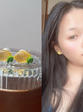 一口吃掉酸酸的柠檬小耳钉925银针搞怪可爱仿真小水果耳夹无耳洞