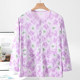 ຊຸດນອນ cardigan ແຂນຍາວຂອງແມ່ຍິງຝ້າຍບໍລິສຸດສໍາລັບຜູ້ສູງອາຍຸກາງແລະຜູ້ສູງອາຍຸວ່າງ