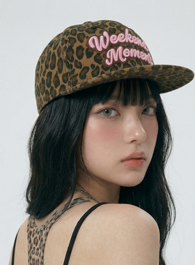 豹纹刺绣平檐棒球帽女防晒显小脸