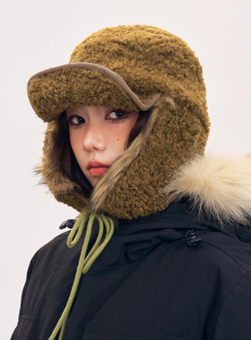 新款加厚毛绒护耳雷锋帽子女秋冬保暖防风户外滑雪大头围飞行员帽