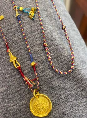 「黄财神」藏式黄财神编绳项复古