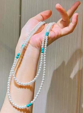 高品质冷白高光人造水晶珍珠毛衣