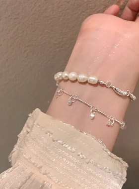 淡水珍珠金属链条手链女设计感小