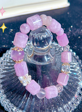 智慧吸引力 ”水晶皇后“紫锂辉粉晶紫水晶手链天然不规则手串女