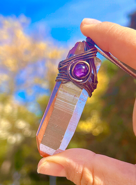 列姆利亚阿卡西线 红水晶红兔毛晶吊坠原石水晶项链女维纳斯水晶