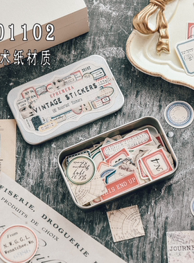 茱迪手帐艺术风铁盒不同装饰贴纸