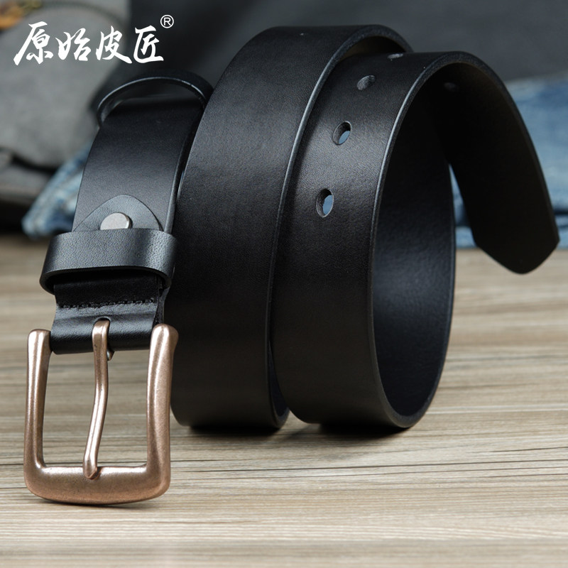 原始皮匠 男士紫铜真皮腰带复古针扣头层牛皮腰带牛仔裤腰带纯皮,淘宝优惠券,粉丝福利购,淘宝优惠卷