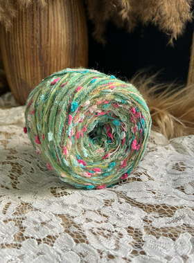 咿唔手混线-油画风特色绿色帽子毛衣包包编织毛线100g新款手工diy