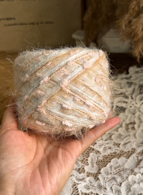 咿唔手混线-粉蓝棕浅色系特色秋冬钩针棒针编织毛线围巾帽子包包