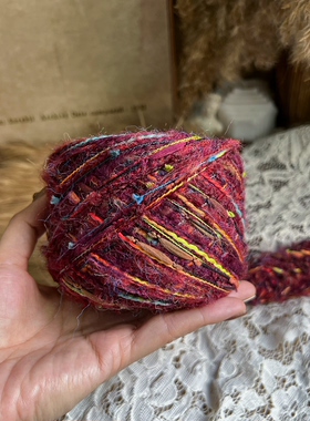 咿唔手混线-新年红色系钩针棒针编织毛线围巾帽子包包手工diy秋冬