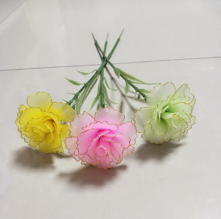 康乃馨专用花杆 带叶 丝网花材料丝袜花手工DIY康乃馨花杆仿真 - 图0