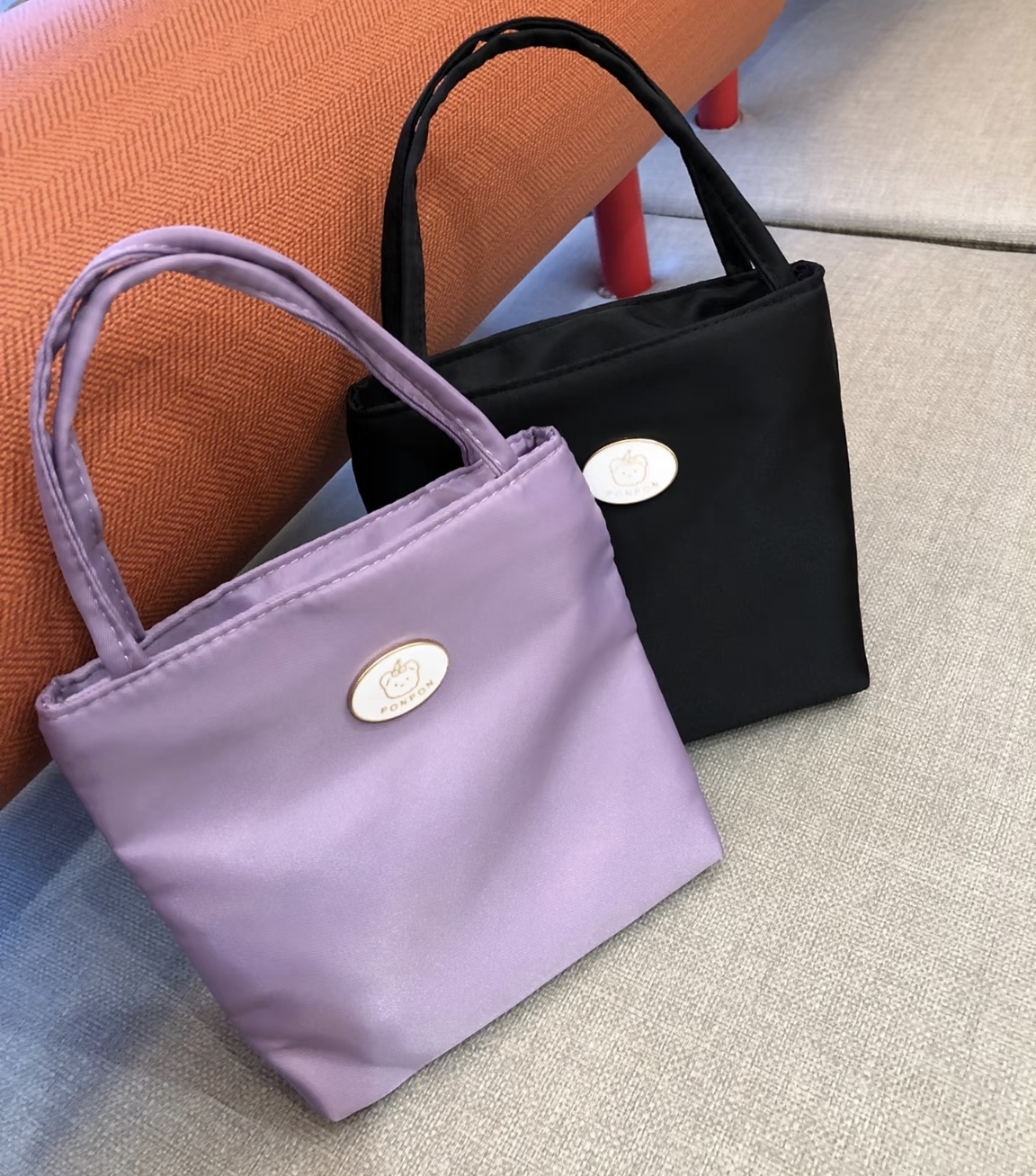 韩风博主新品秀林款迷你小拎包紫色尼龙帆布可爱手提包轻便单肩包 - 图2