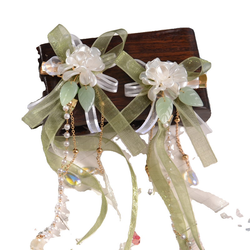 汉服头饰女儿童长飘带对夹发夹中国风步摇流苏小女孩古装编发发卡,淘宝优惠券,粉丝福利购,淘宝优惠卷