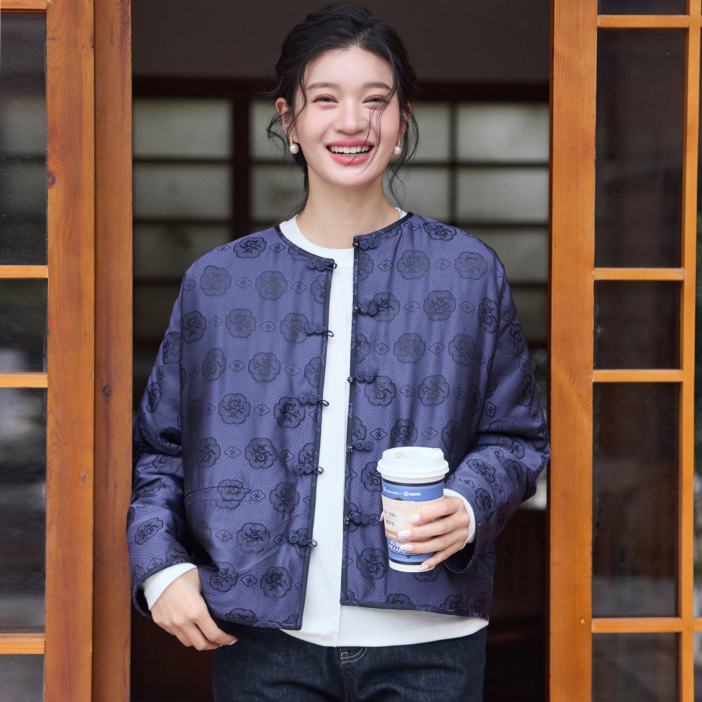 菲伊唐真丝提花段盘扣宽松蝙蝠袖中式复古改良唐装棉衣外套女上衣,淘宝优惠券,粉丝福利购,淘宝优惠卷