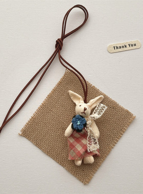 韩版布艺立体卡通小兔子玩偶项链动物包包挂饰可爱百搭儿童毛绒链
