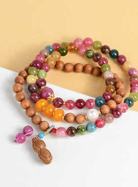 彩碧玺天然花生手链复古