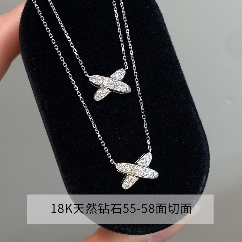 Full diamond cross necklace 18K gold natural real diamonds