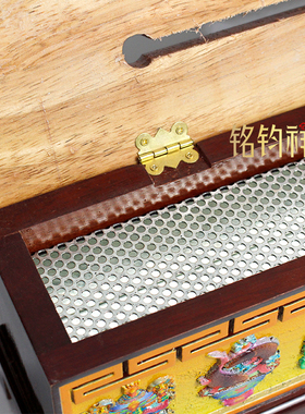 彩绘八吉祥实木线香炉茶道摆件