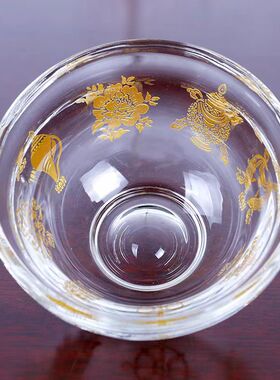 描金八吉祥八宝水晶供水碗佛前水供杯供水杯供佛杯圣水杯1个/7个