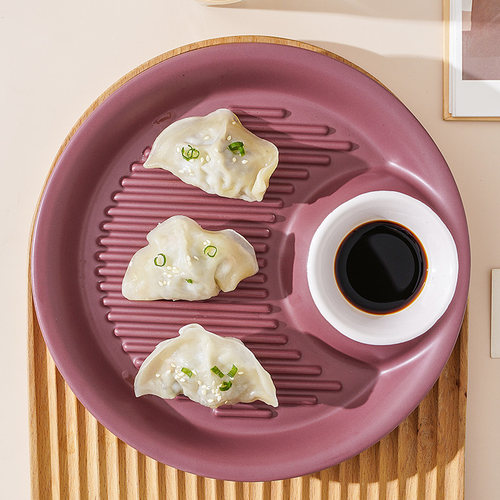 MAR三月｜饺子盘撞色餐盘陶瓷盘点心盘创意菜盘家用分格盘早餐盘 - 图0
