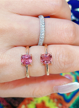 925银天然尖晶石戒指缅甸无烧