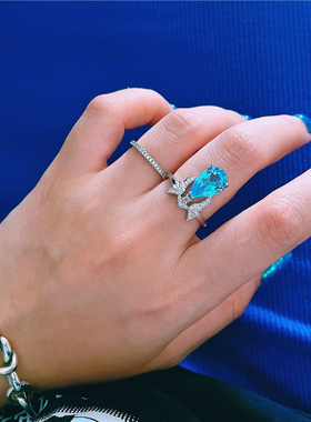 彩宝戒指ninisn女纯银